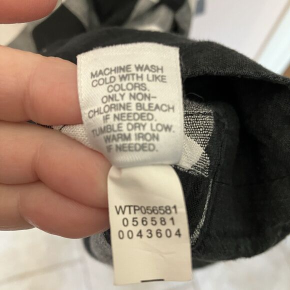 J. Jill Love Shirt Medium black and white check 3/4 Sleeve Linen Pullover - Picture 5 of 6